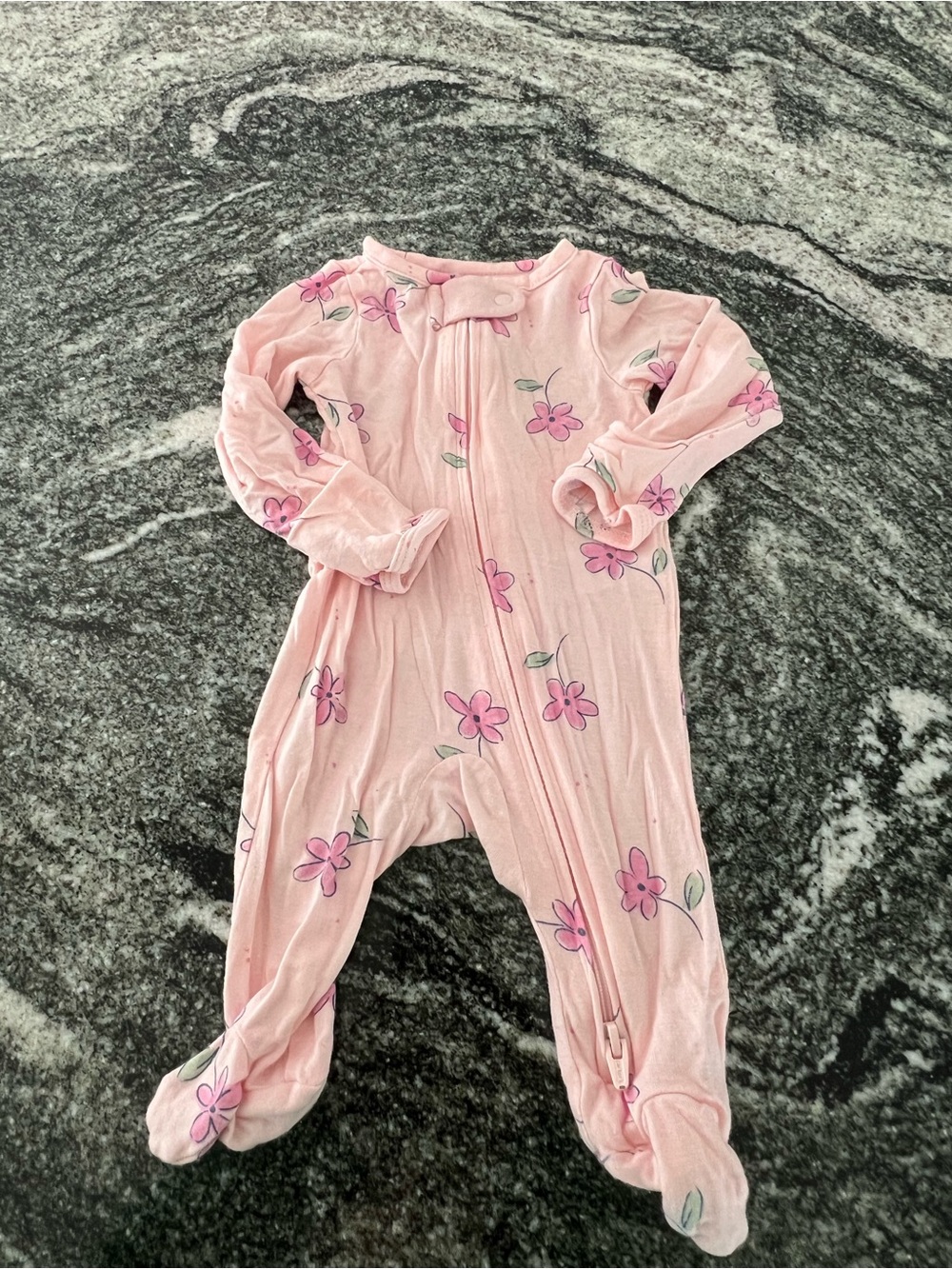 Carter's Pink Floral Footed One-Piece Pajama
